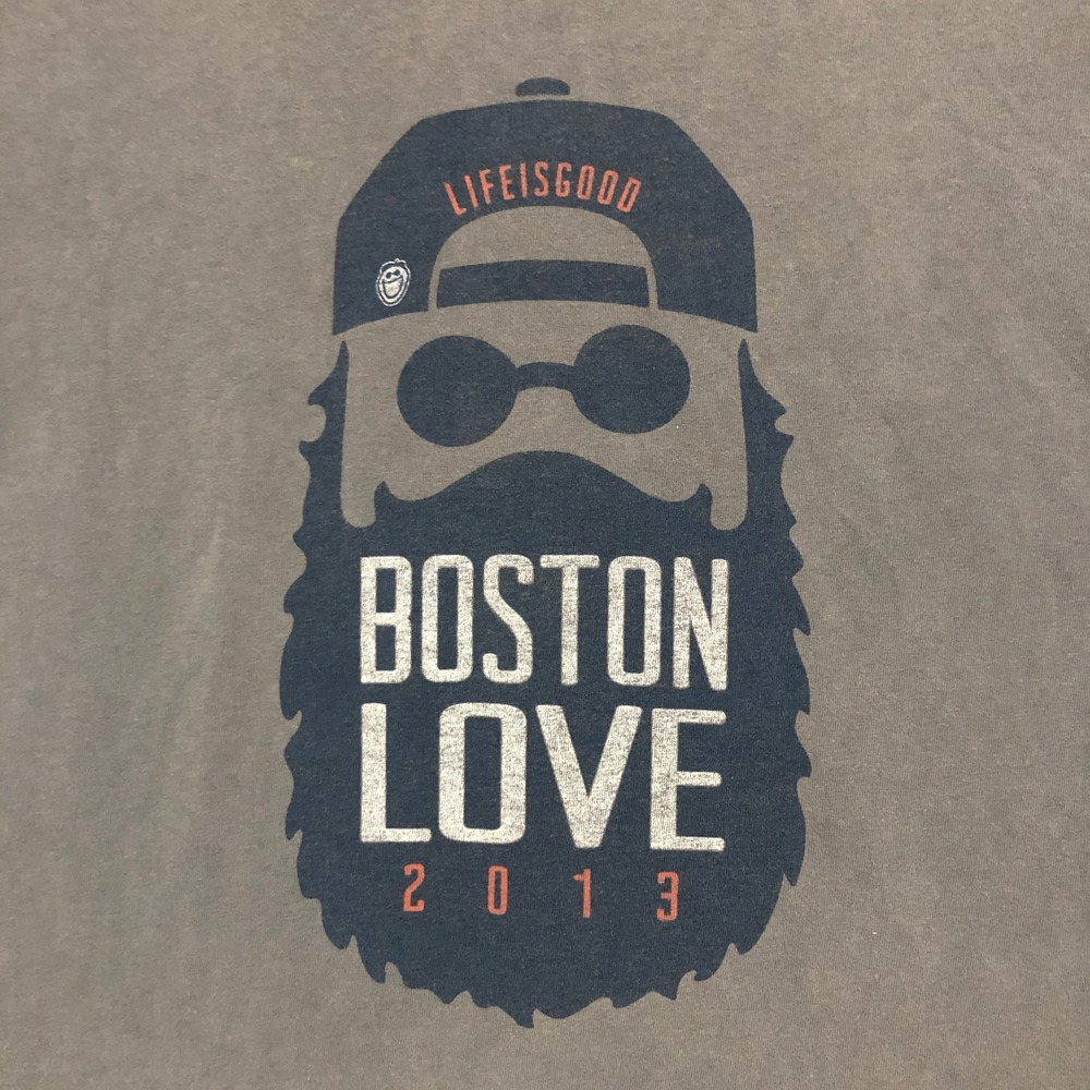LifeIsGood Boston Love 2013 Graphic T-Shirt Gray Men's Short Sleeve‎